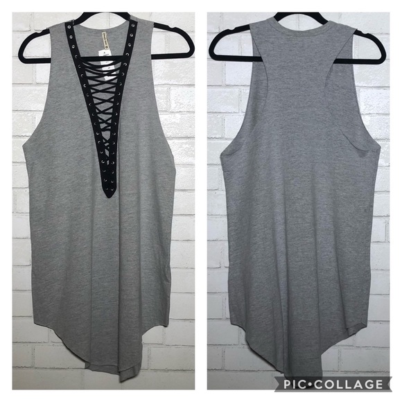 LF - Emma & Sam Lace Up Racerback Tank Dress - 1