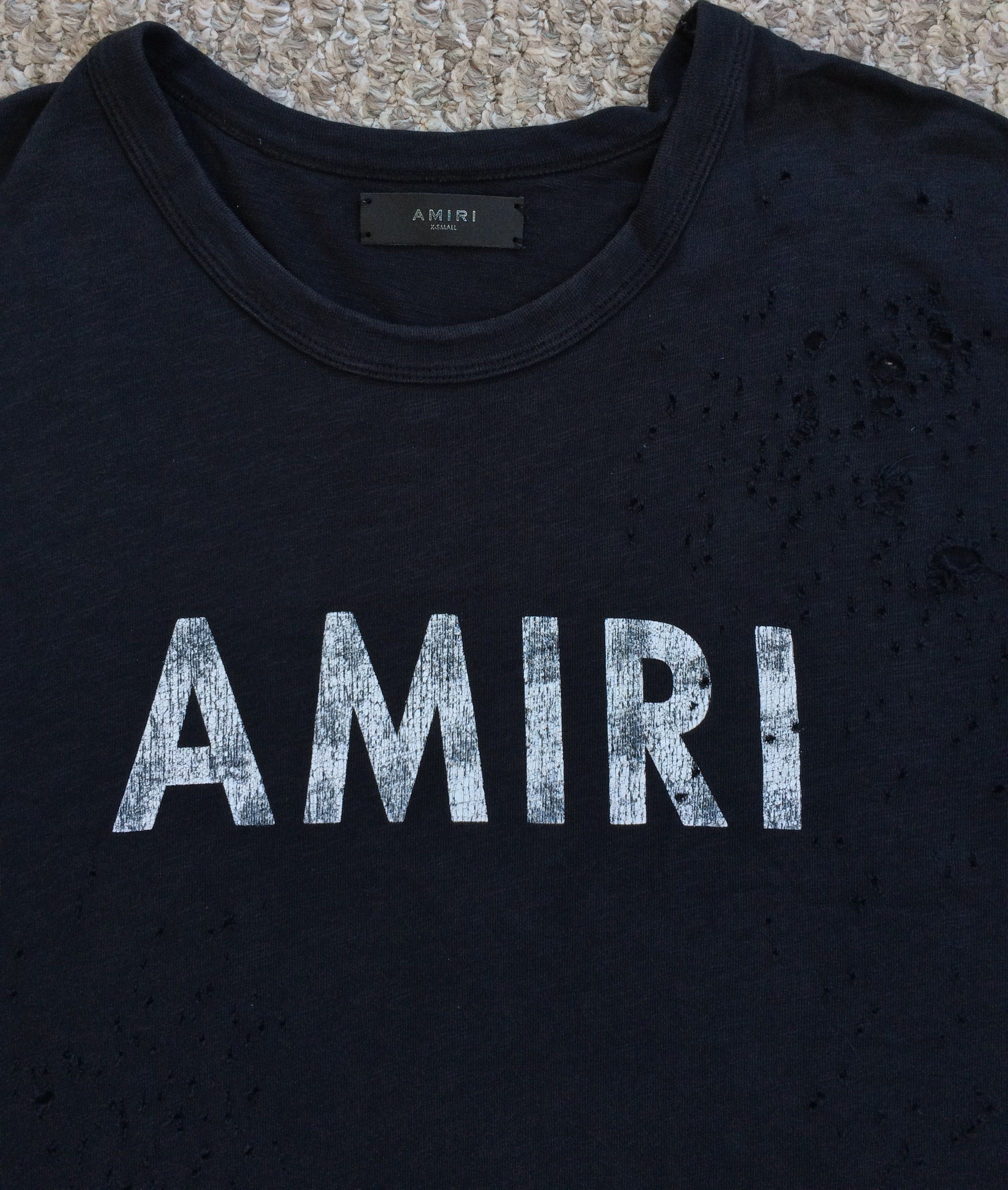 Amiri Oversized Distressed Shotgun Logo Tee - 2