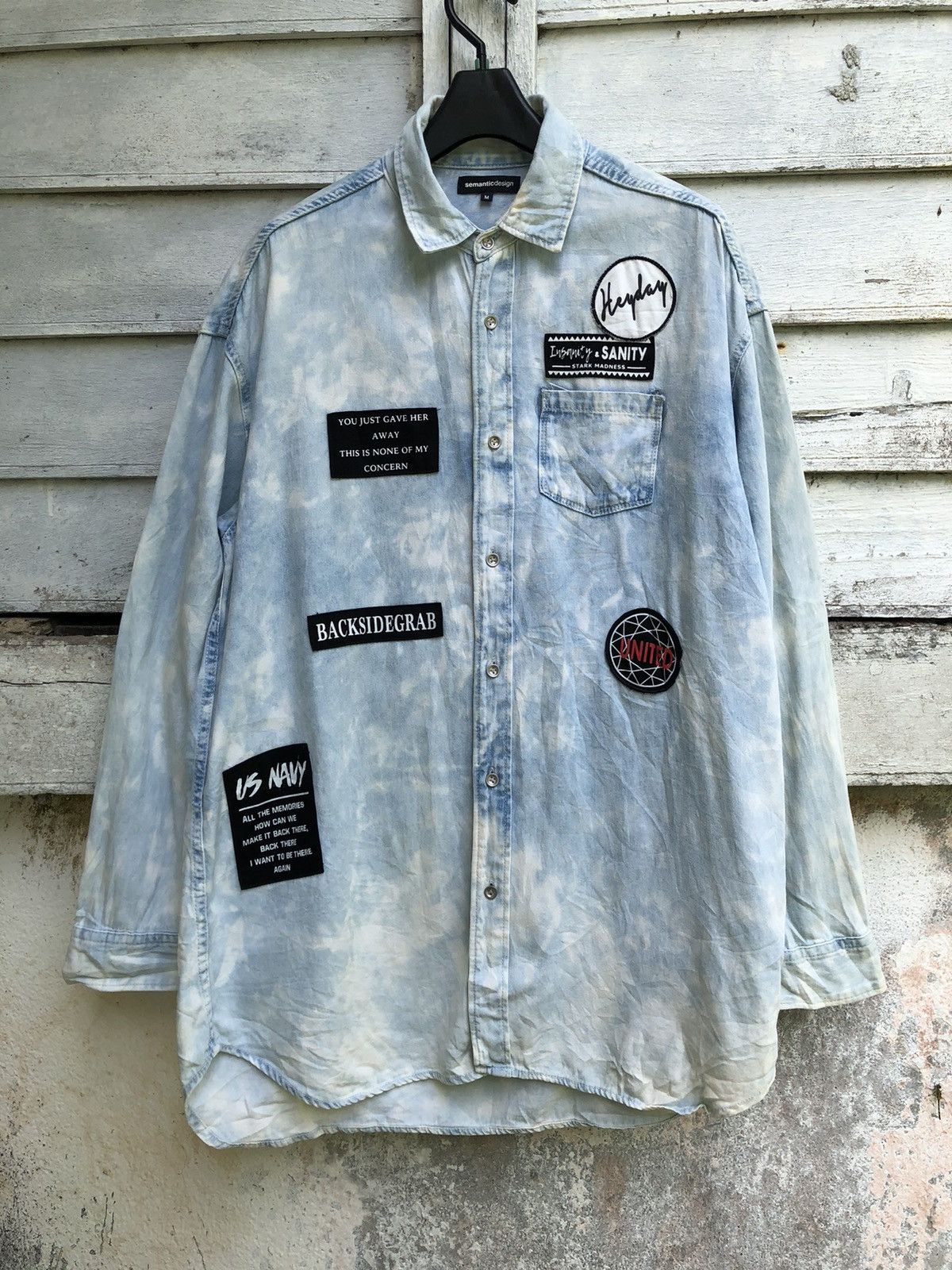 If Six Was Nine - Semanticdesign Acid Wash Patches Button L/S - 1