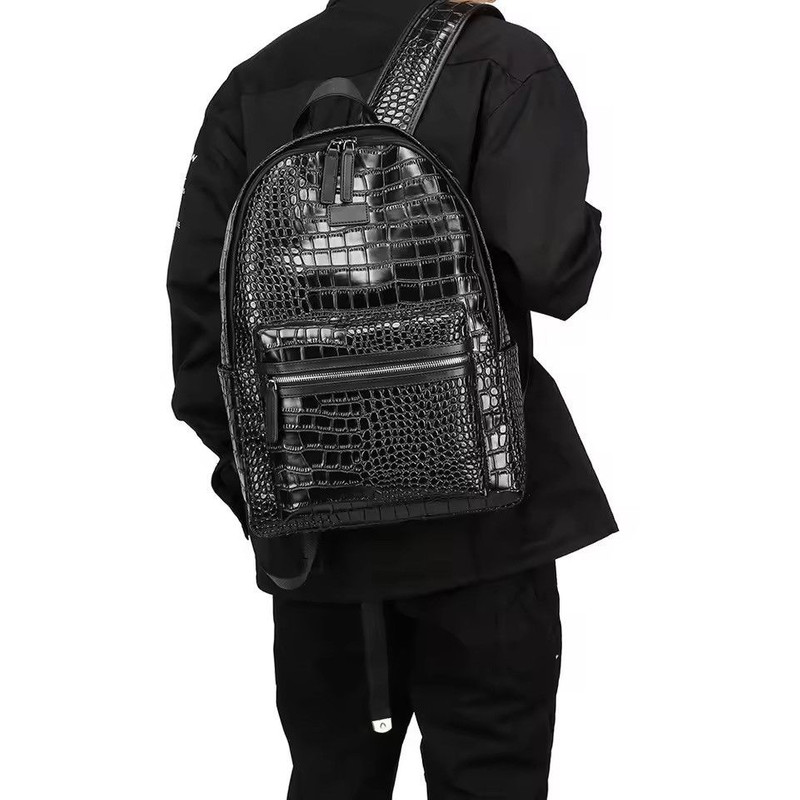 Japanese Brand - Travel Backpack Crocodile Pattern PU Leather - 1
