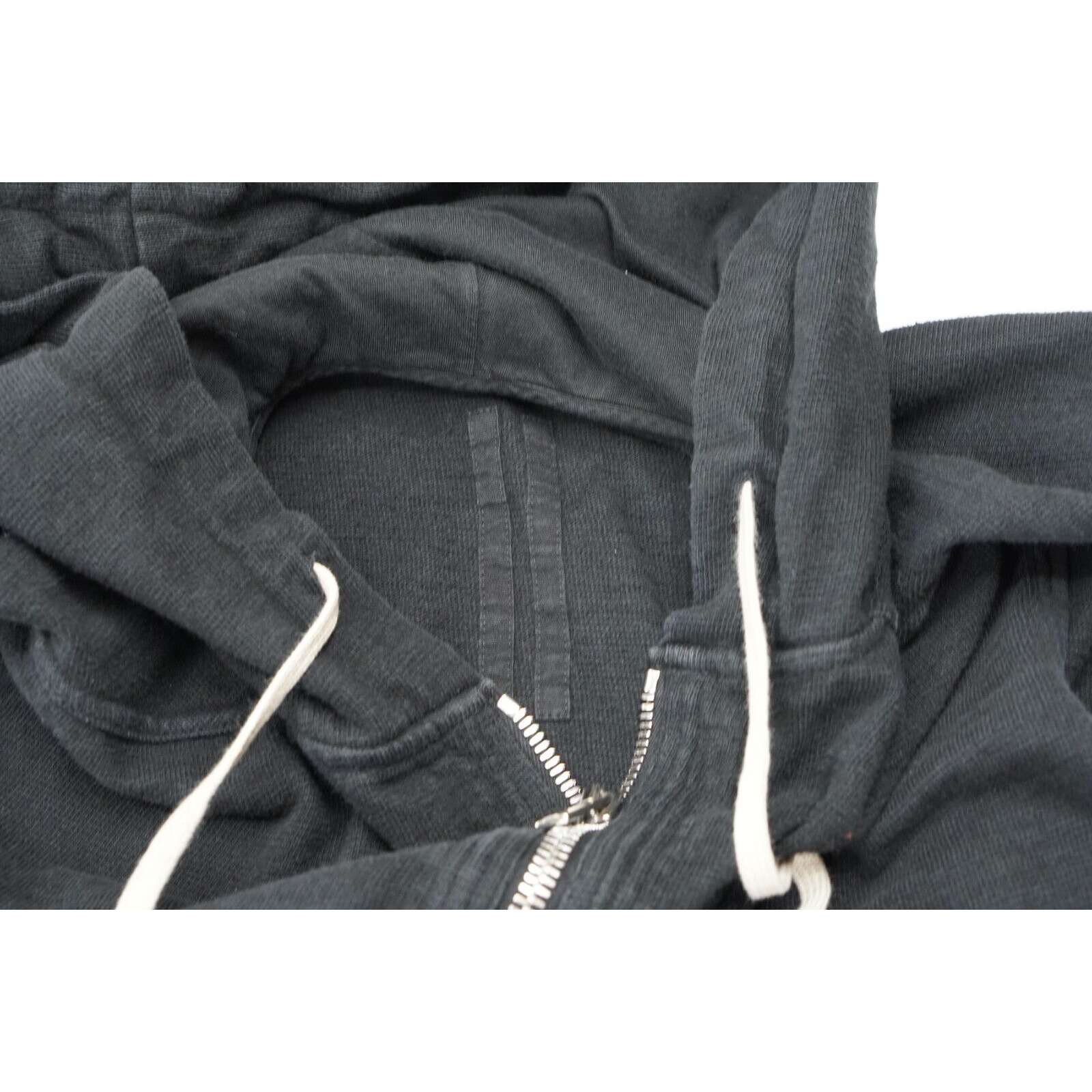 Black Zip Up Sleeveless Jacket Hoodie Cotton - Medium - 4