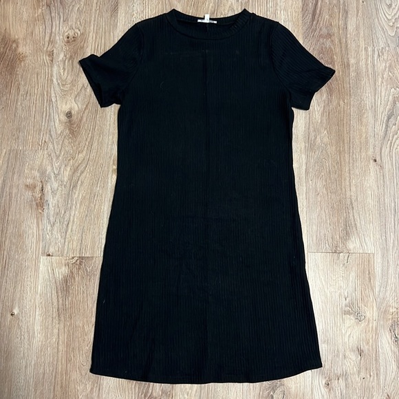 Charlotte Russe Black Ribbed Short Sleeve Dress - 1