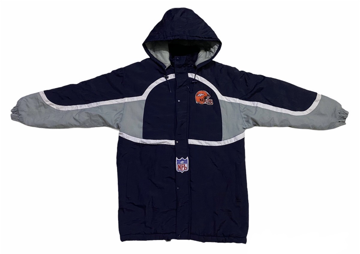 Nfl - Broncos Detachable Hoodie Quilted Nylon Long Jacket - 1