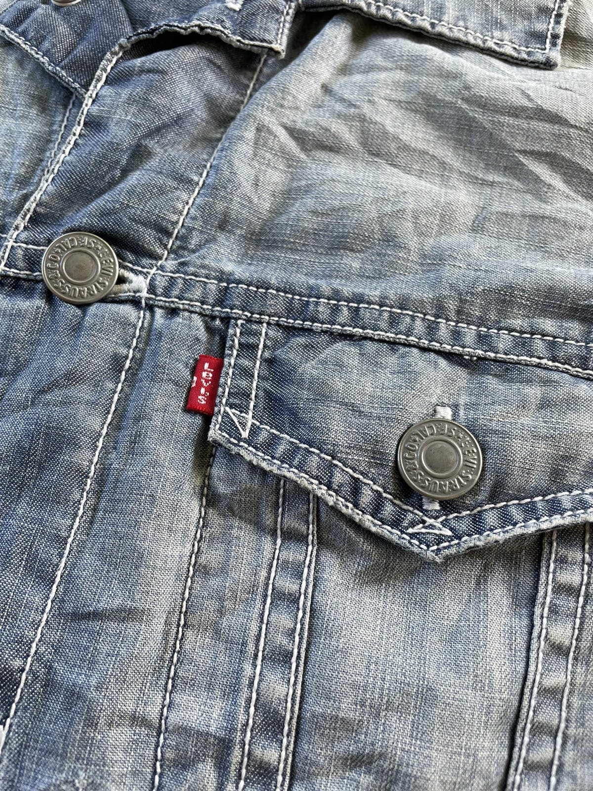 🔥Levis Button Up Pocket Long Denim Sleeve Women - 8