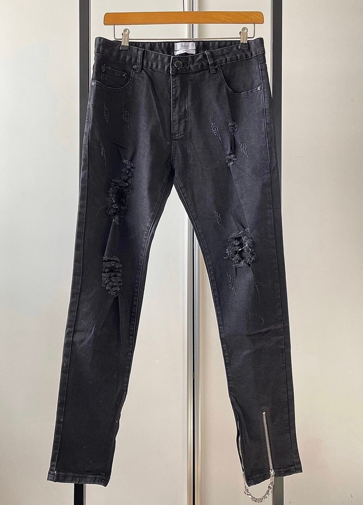 Heliot Emil Ripped Denim Pants with side Zippers - 1