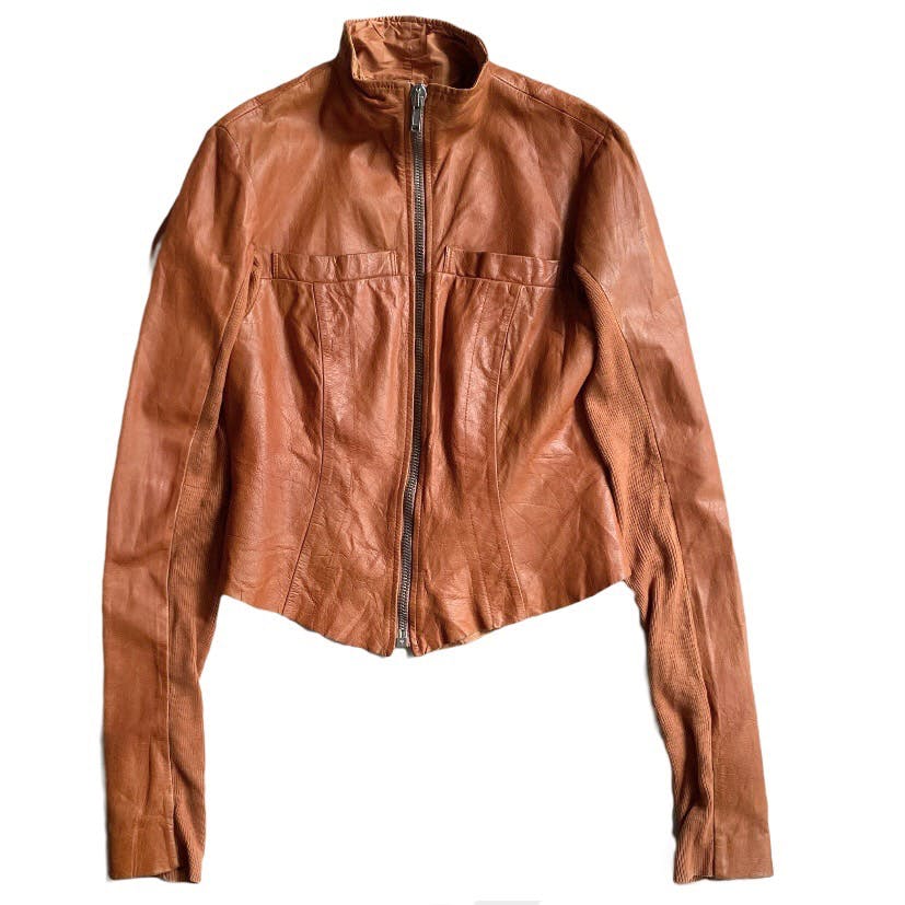Rick Owens Orange Bozo Leather Jacket - 1