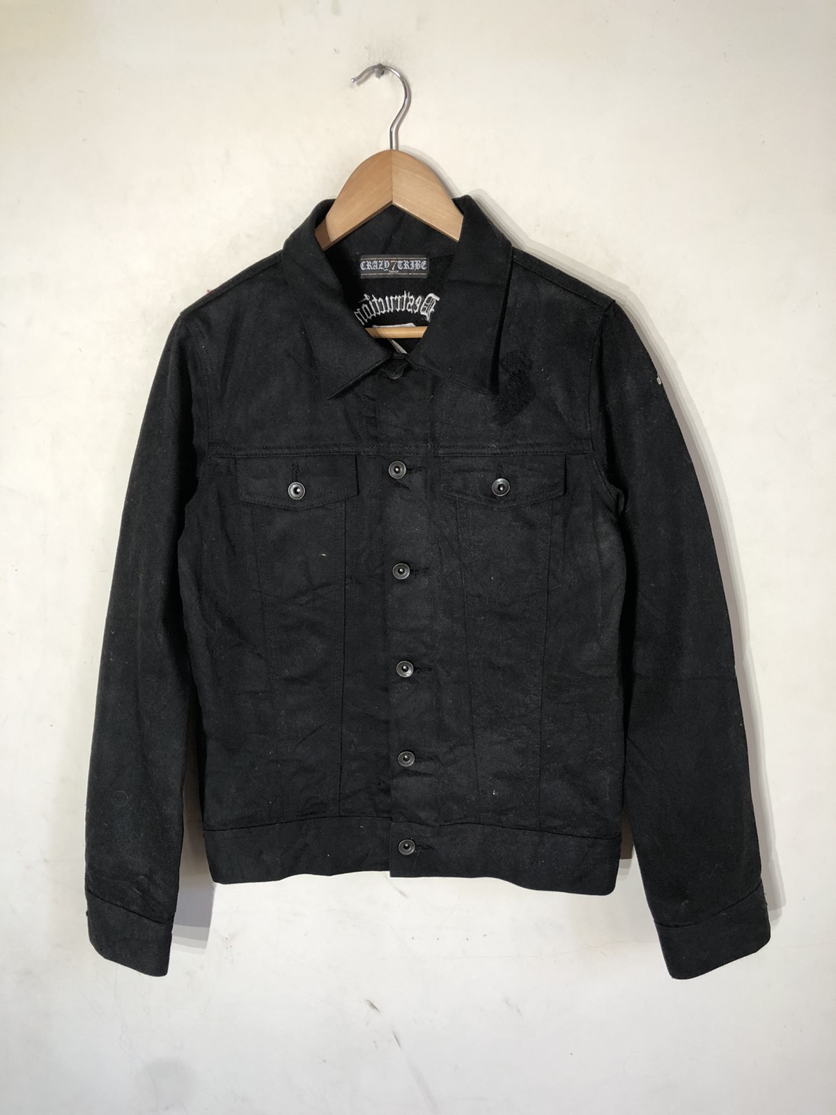Black waxed denim trucker jacket - 1