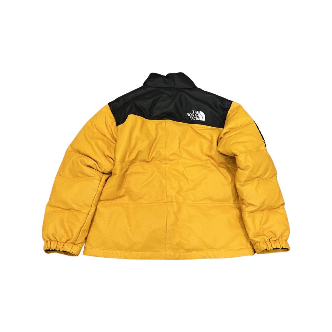 Yellow leather nuptse puffer jacket - 2