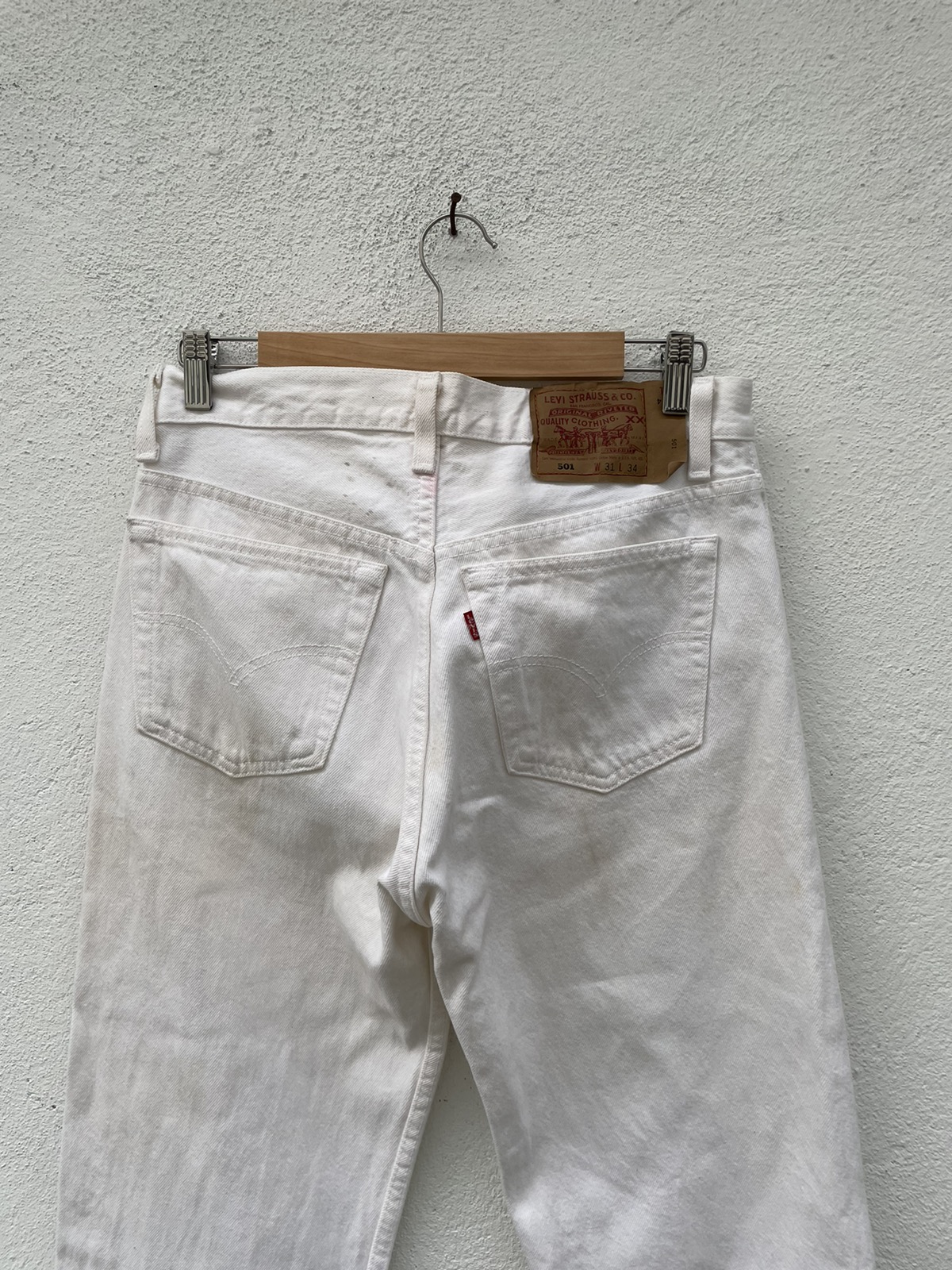 Vintage - Vintage 90s Levis 501 White Made In USA Denim Jeans - 7