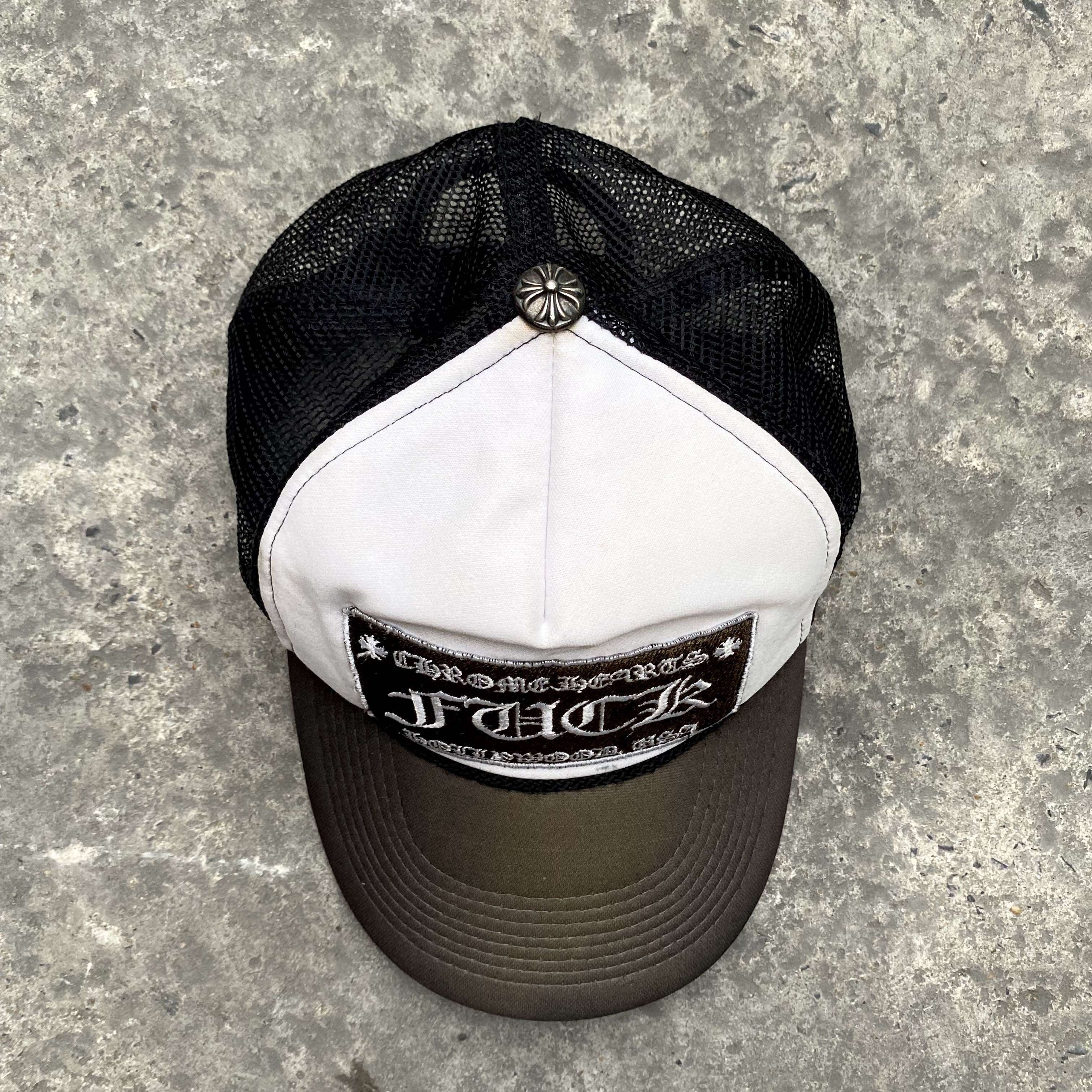 Chrome Hearts Leather Star Trucker Hat Black/White