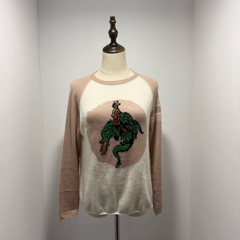Dior Color-Blocked Dragon Embroidered Cashmere Sweater - 1
