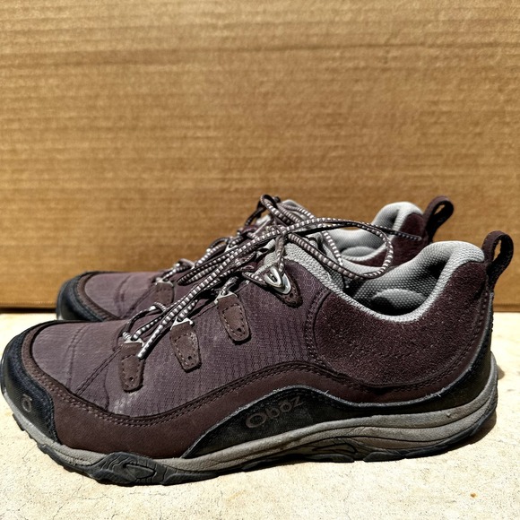 Oboz Juniper Trail Hiking Shoes Low Top Lace Up Mesh Leather Plum Size 9.5 - 3