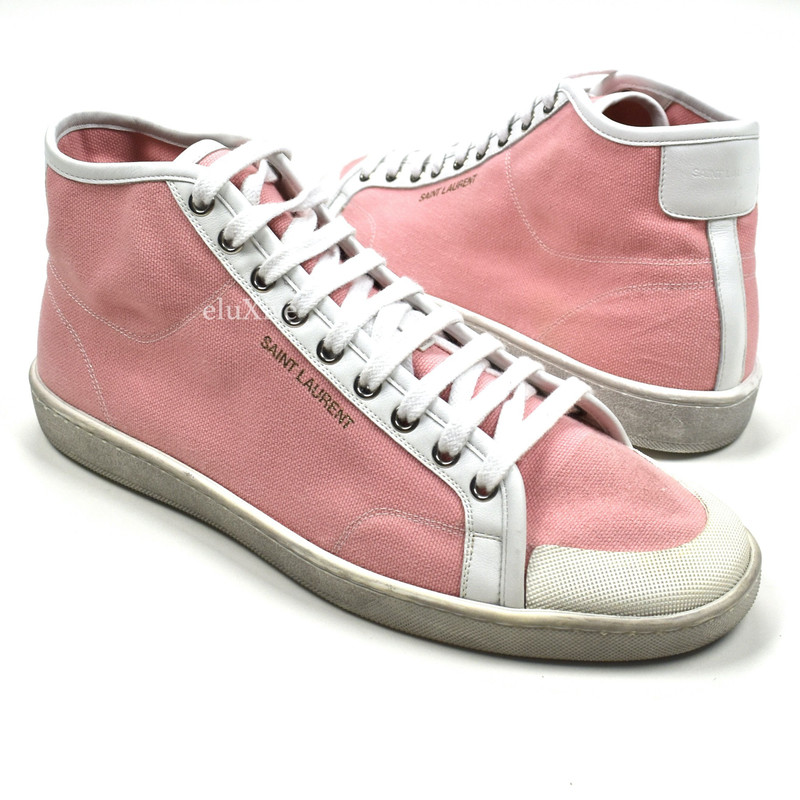 Saint Laurent Pink Canvas SL 39 Mid Top Sneakers - 1