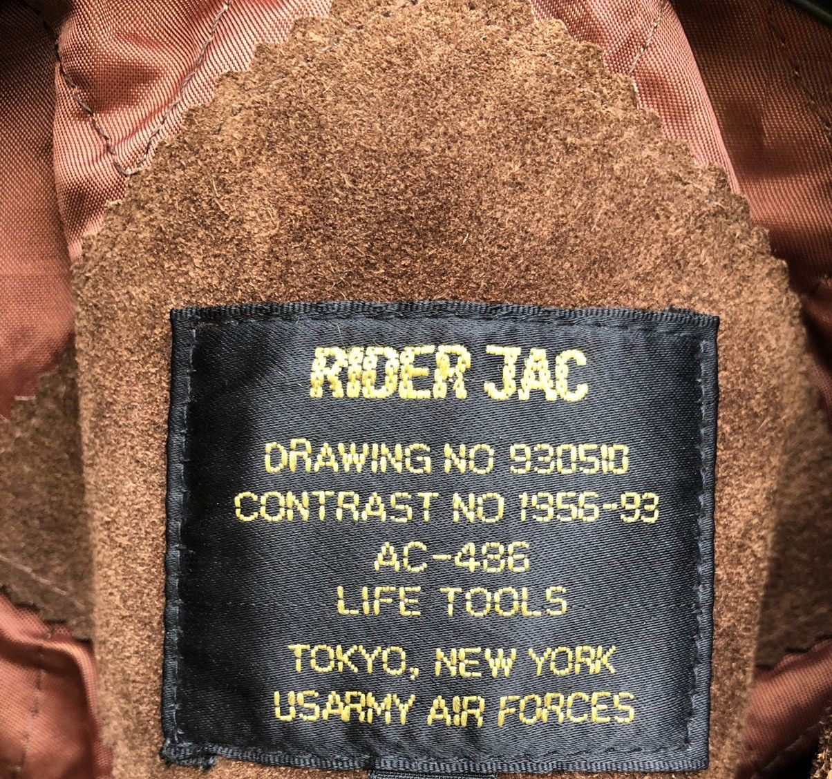 Military - RIDER JAC US ARMY AIR FORCE SUEDE DOUBLE COLLAR JACKET - 10