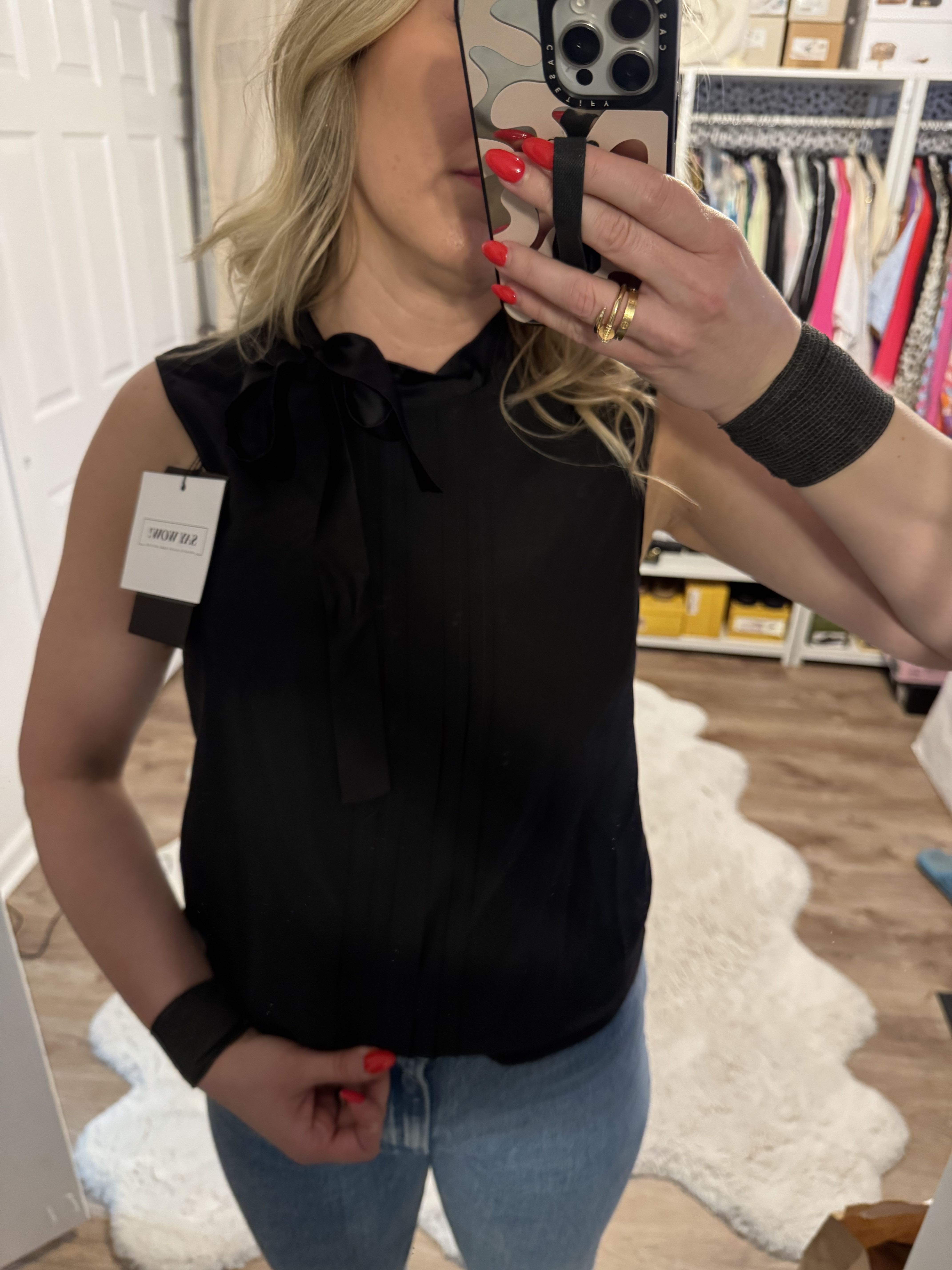 Bottega Veneta Black Silk Sleeveless Top with Neck Bow - 2