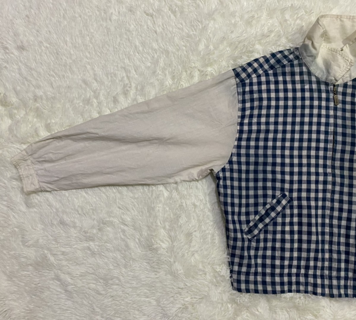 Vintage - Checkered James Dean Linen Cotton Zipper Jacket - 8