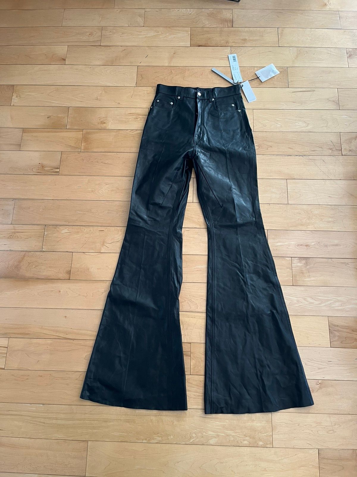 NWT - FW22 Rick Owens Leather Bolan Flared Trousers - 1