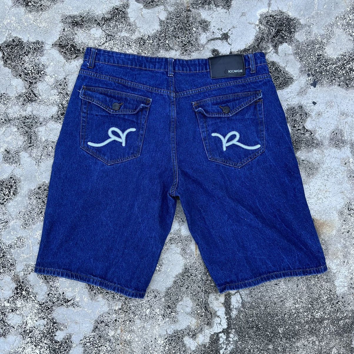 Vintage Y2K Rocawear Embroidered Logo Denim Shorts - 1
