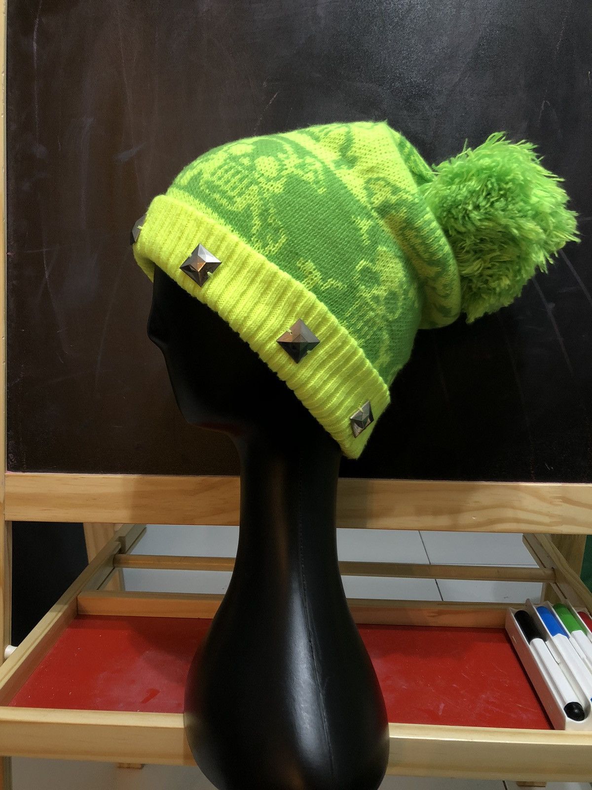 Skulls - Skull Green Joyful and Monster Beanie Hats - 1