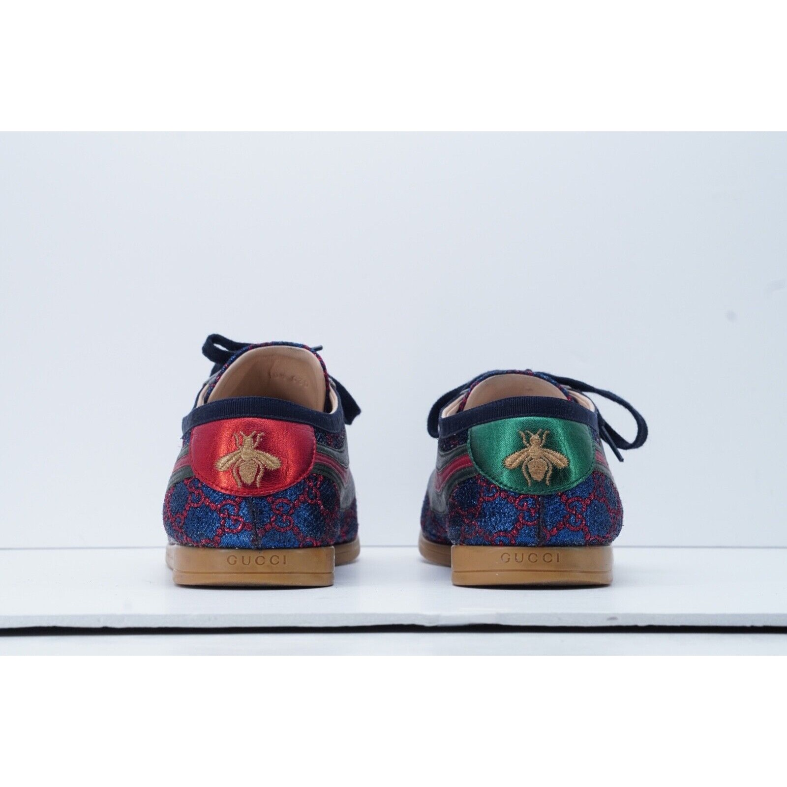 Gucci Falacer Lurex GG Glitter Sneakers Web Bee Embroidered - 9