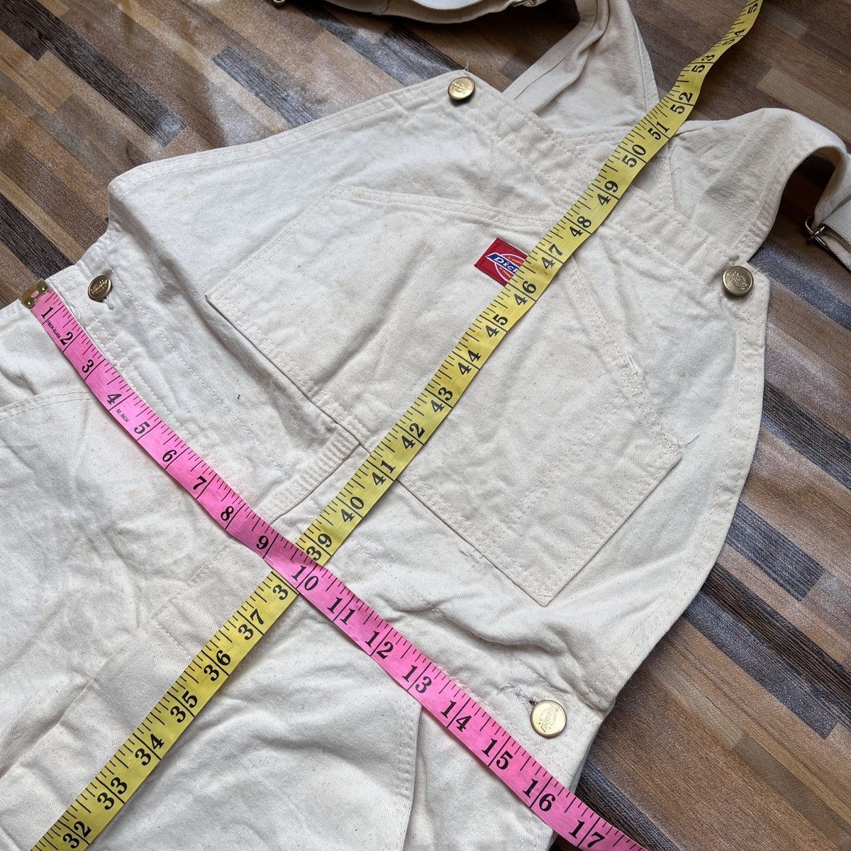 Vintage Workers Dickies Overalls Gold Buttons Made In USA - 4