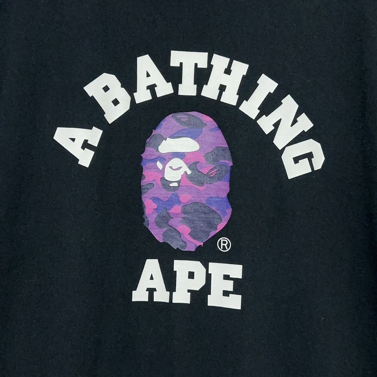 BAPE A Bathing Ape Logo College Camo T-Shirt XL - 3