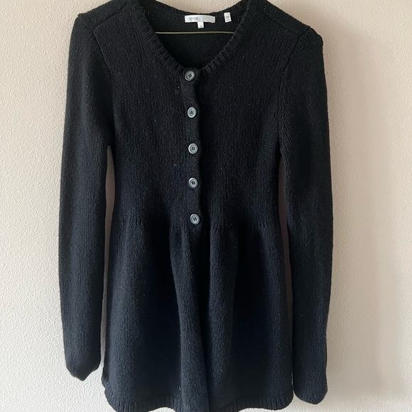 Vince VTG Y2K babydoll cardigan black wool knit - 4