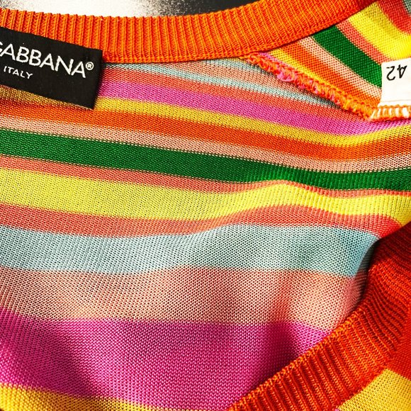 Dolce & Gabbana Colorful Rainbow Striped  V-neck top - 8