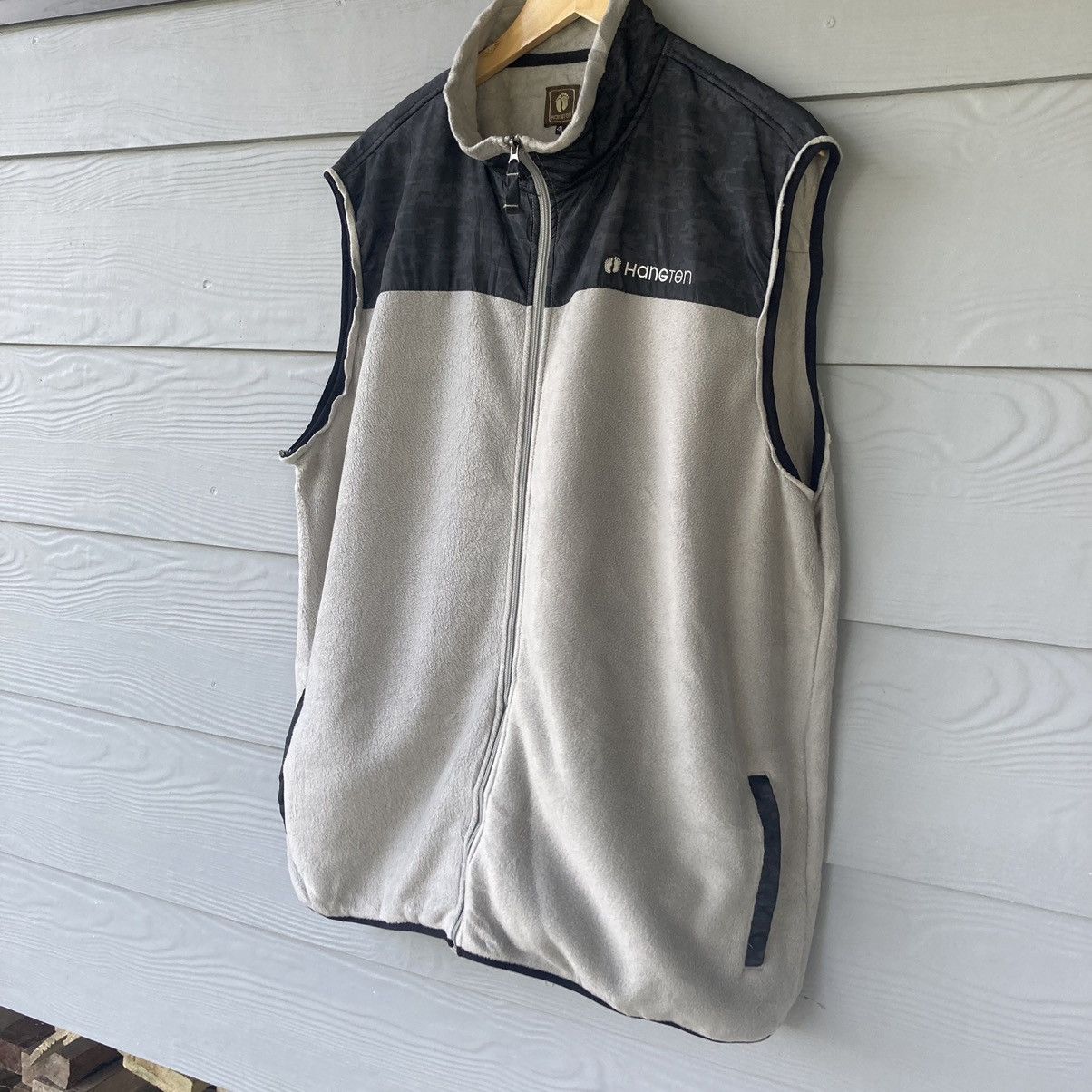 Vintage Hangten Gray Fleece Full Zip Sleeveless - 3