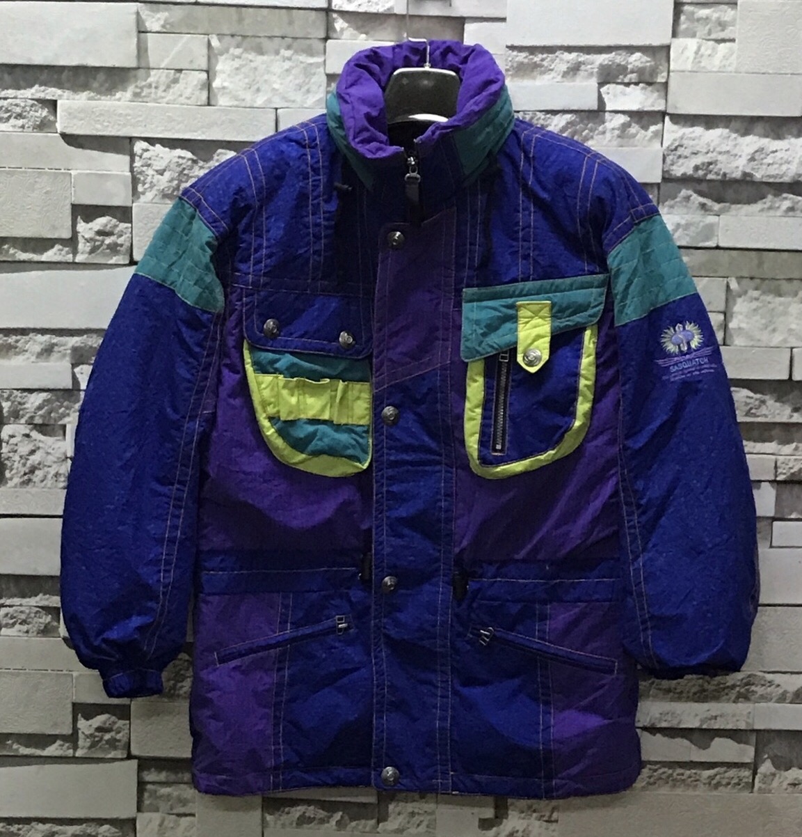 Vintage Sasquatch Multicolor Hooded Ski Jacket - 1