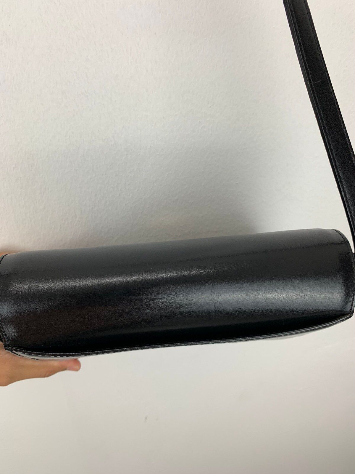 BALLY VINTAGE black leather hard shell bag antique bag Italy - 9