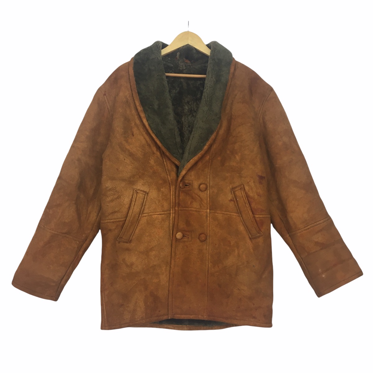 Italian Designers - Vtg TEODEM ITALY SHEARLING Genuine Leather Suede Jacket Coat - 1
