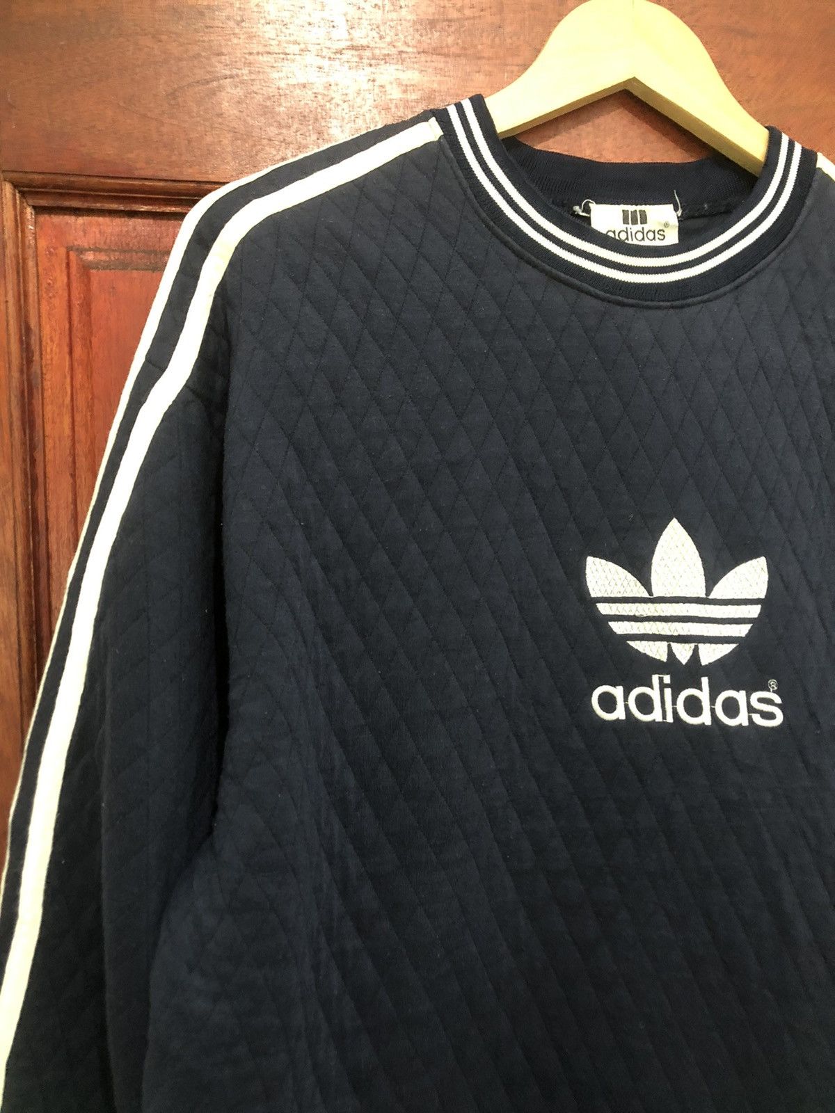 Vintage Adidas Quilted Embroidery Trefoil Sweatshirt - 3