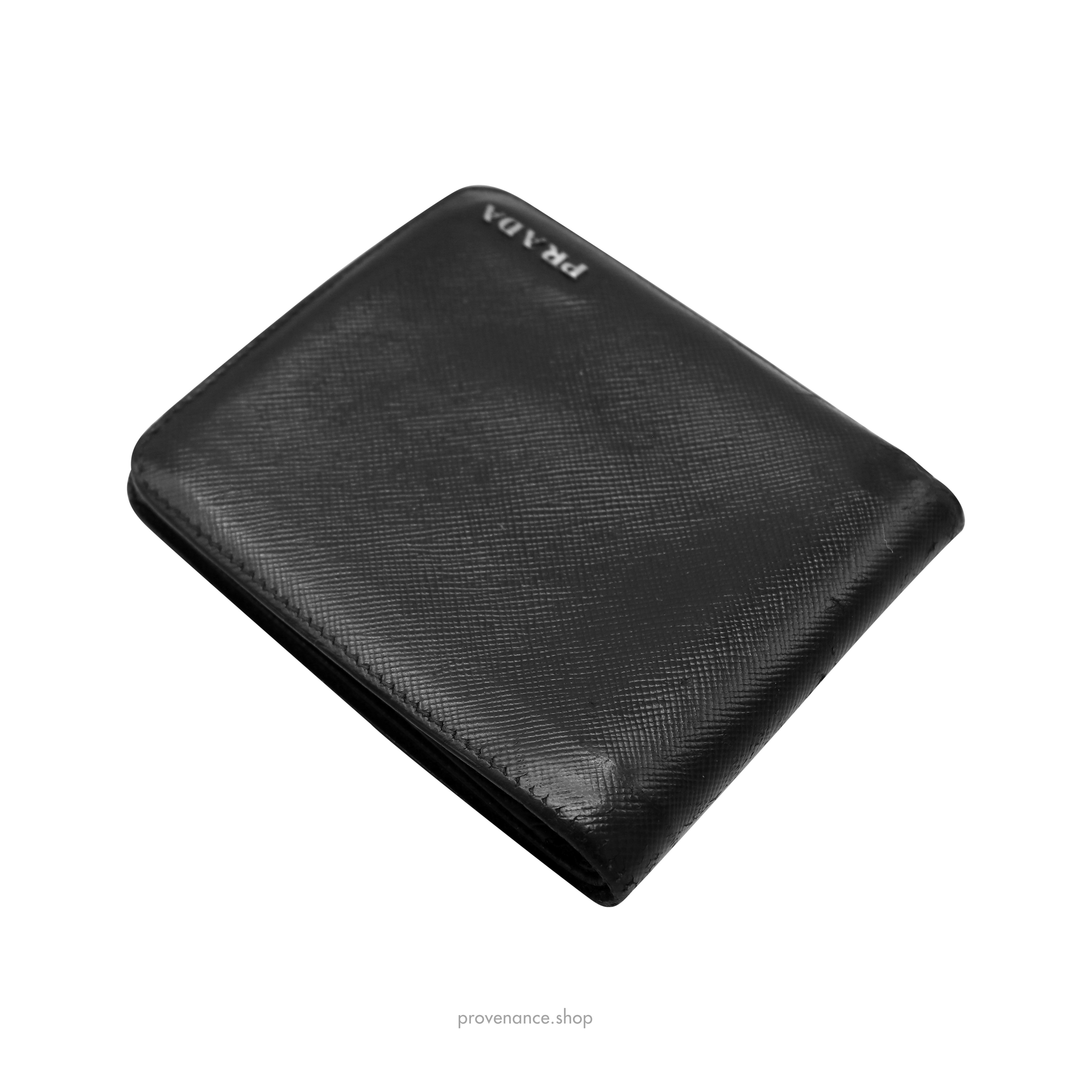 Prada Logo Bifold Wallet - Black Saffiano Leather - 4