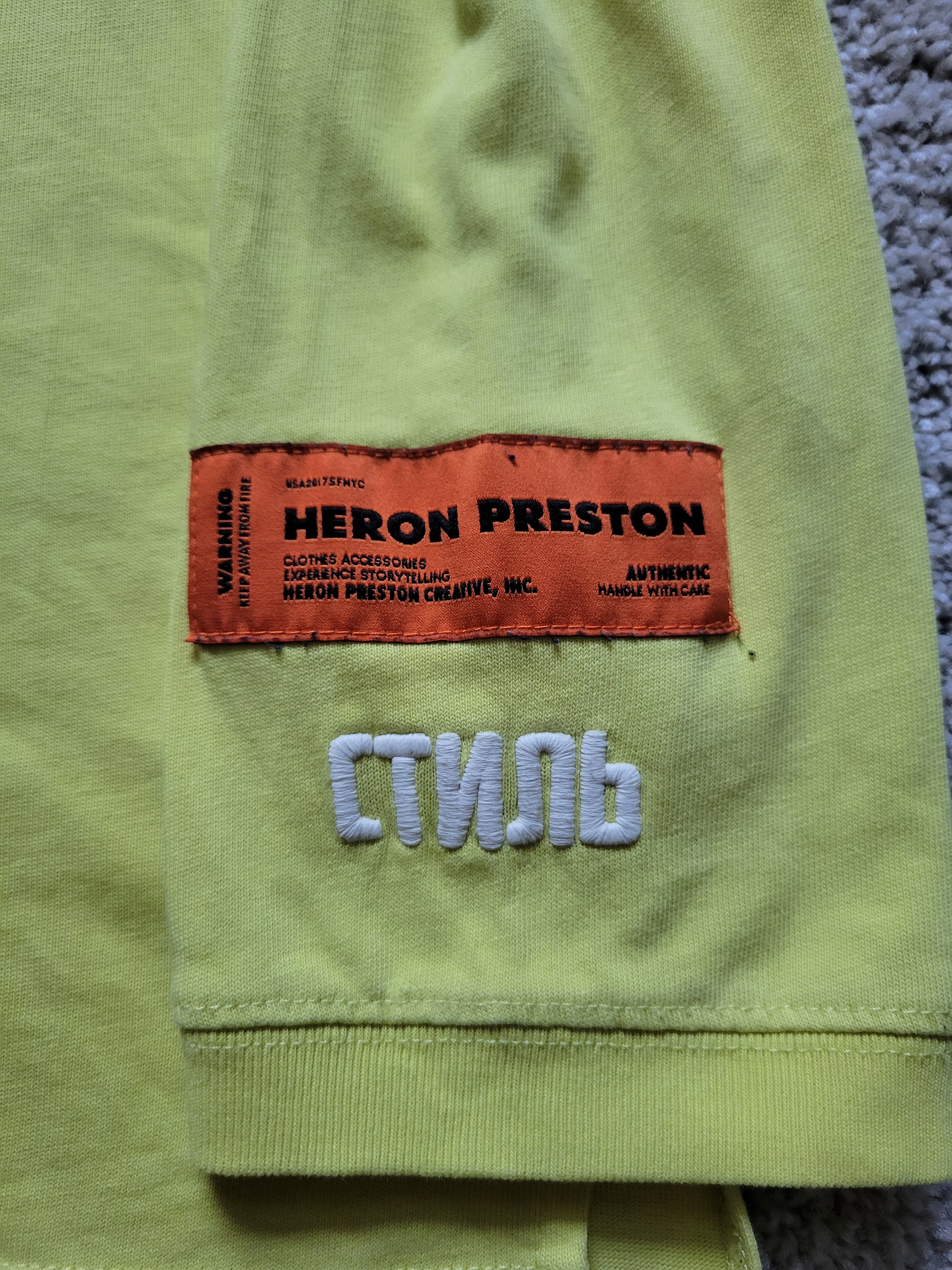 Heron Preston Style Neon Yellow Mock Neck Long Sleeve Shirt - 4