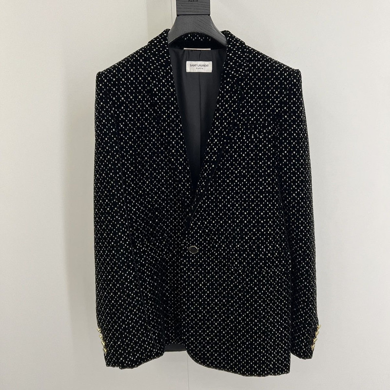 Saint Laurent Velvet Embellished Blazer - 1