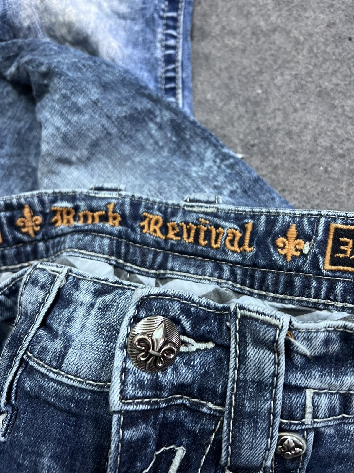 Japanese Brand - FLARED💥THRASHED STONE WASH ROCK REVIVAL DENIM PANT - 11