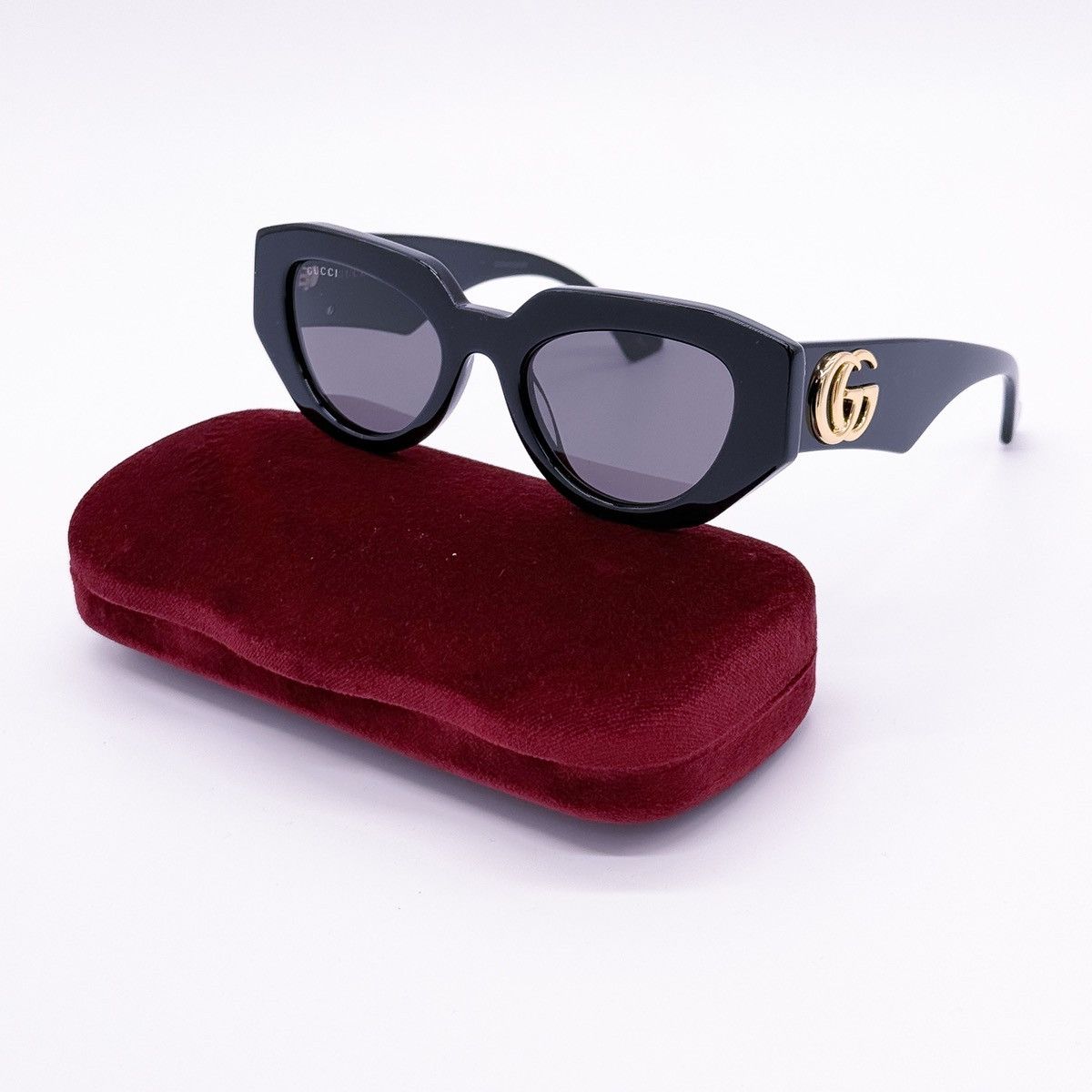 NEW GUCCI GG1421S 001 WOMEN BLACK OVAL SUNGLASSES - 1