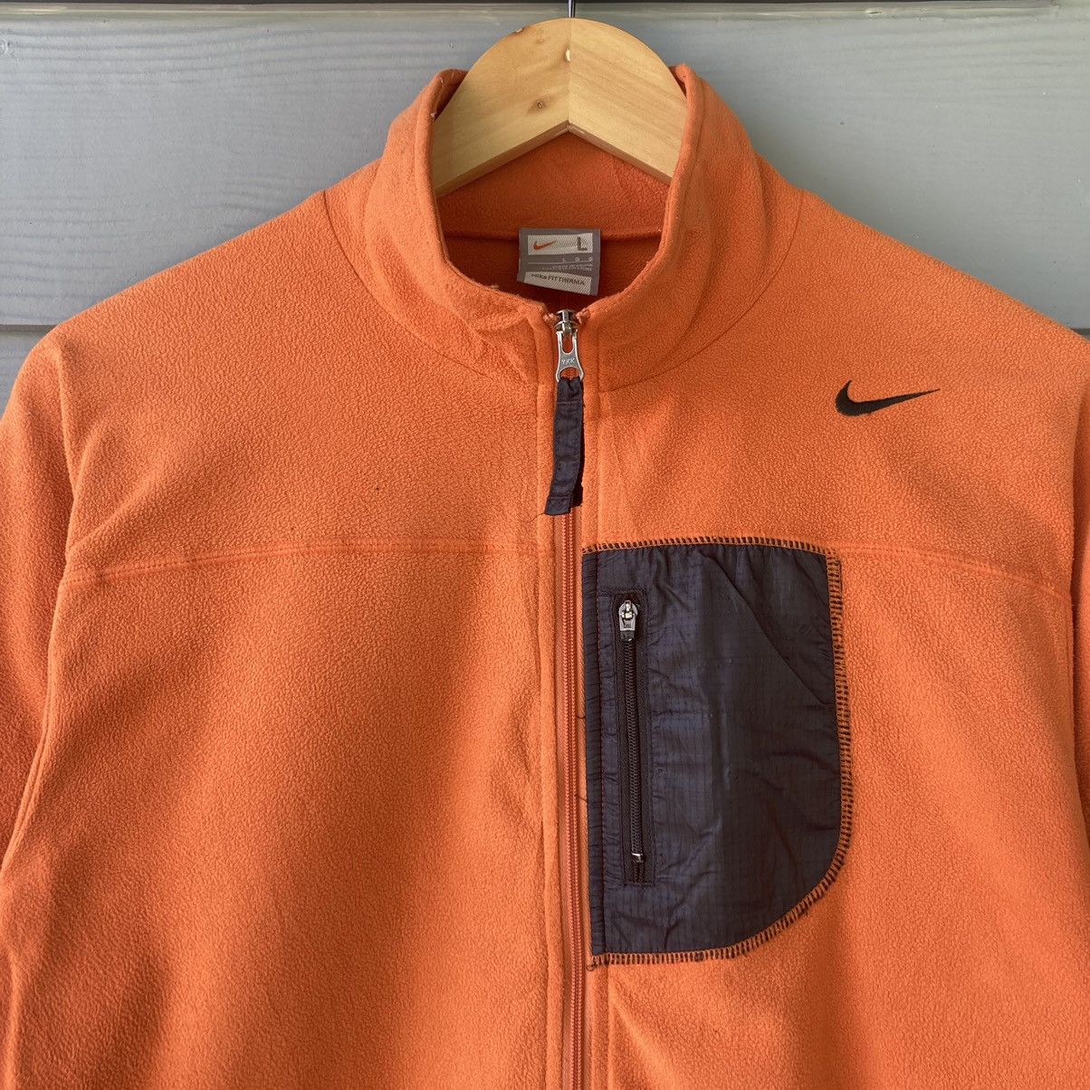 Vintage Nike Fit Therma Orange Blank Fleece Sweater - 4