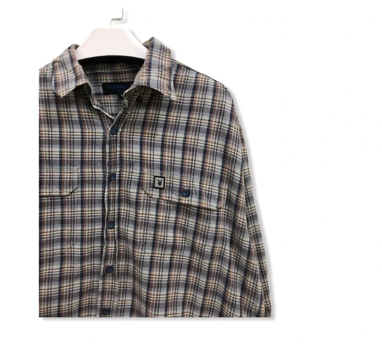 Vintage - Vintage playboy Checked Plaid Tartan Flannel Shirt 👕 - 2