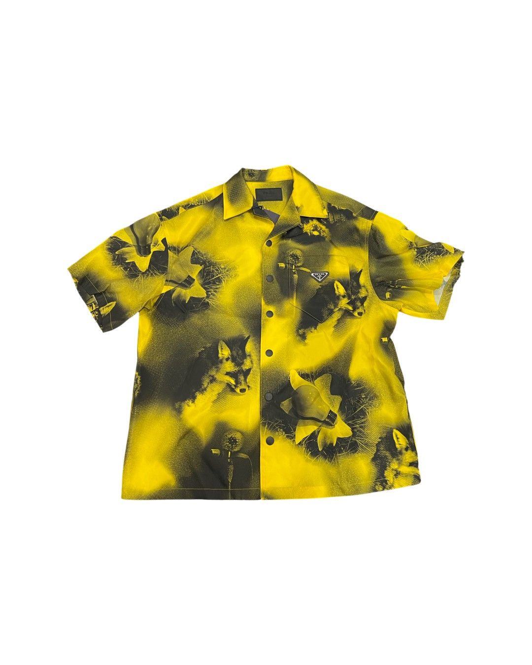 Abstract fox print nylon short sleeve shirt - 1