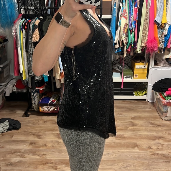 KAS New York Black Tunic along Length Racerback Sequin Tank - 8