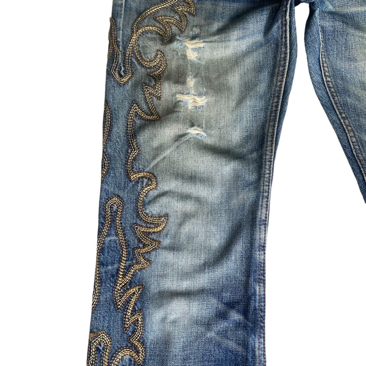 Japanese Brand - Vintage BUFFALO BOB Tribal Embroidery Flare Jeans Distressed - 6