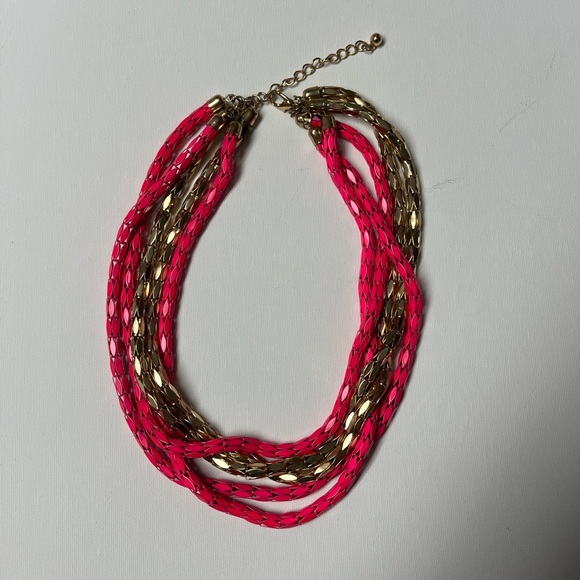 Pink and Gold Multi-Chain Chunky Necklace - 3