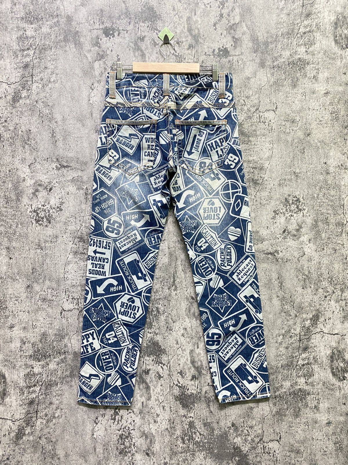 Japanese Brand Full Print Denim Faded like Hysteric Pants - 2