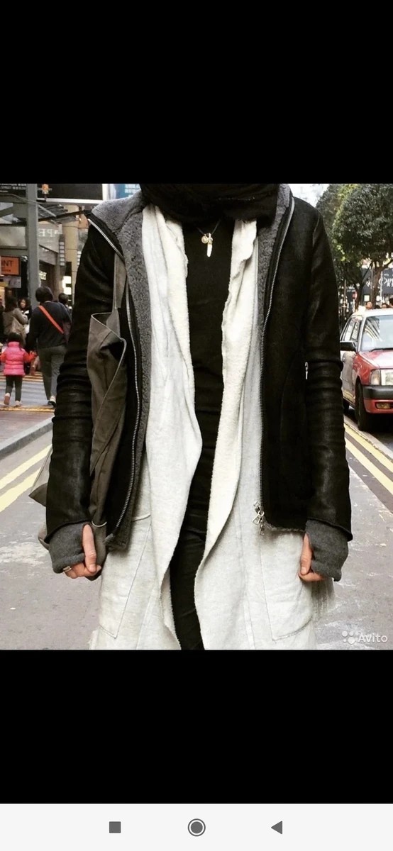 Mixed leather/shearling hooded coat.like Rick Owens - 2