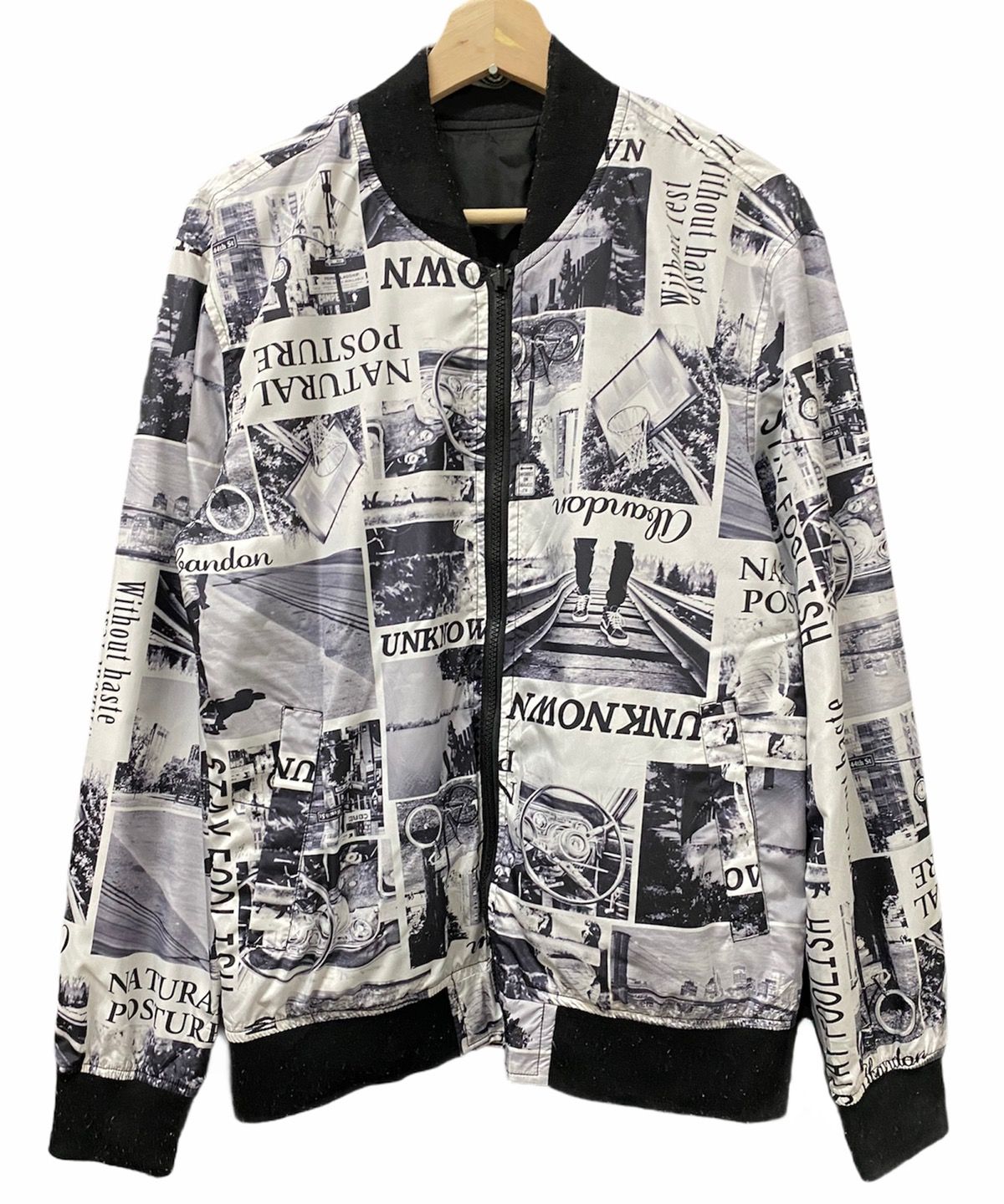 Archival Clothing - SUGGESTION🇯🇵NEWSPAPER GRAPHICS BOMBER JACKET LIKE SUPREME - 1