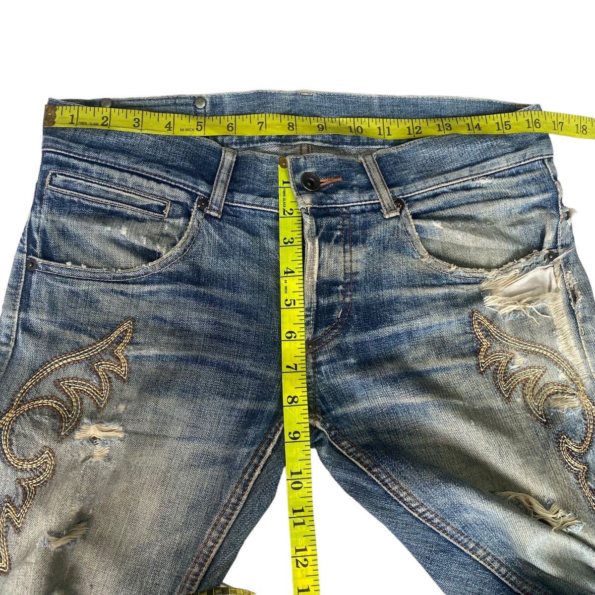 Japanese Brand - Vintage BUFFALO BOB Tribal Embroidery Flare Jeans Distressed - 16