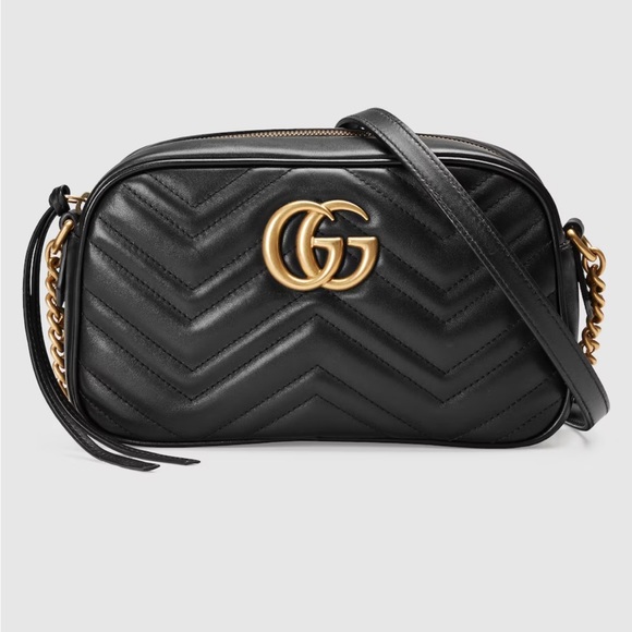 Gucci GG Marmont Small Shoulder Crossbody Bag in Black Leather - 1