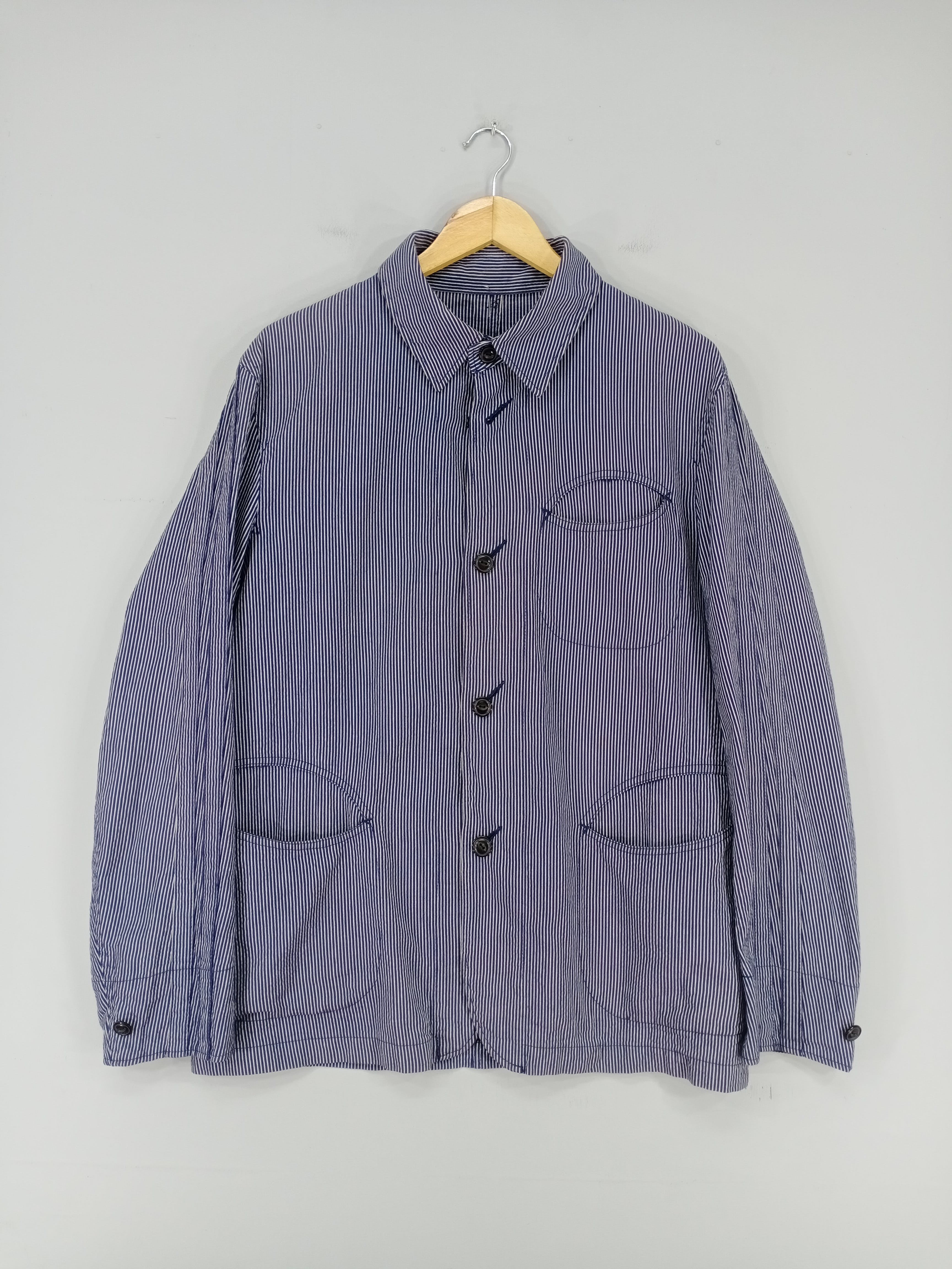 Japanese Brand - 💥RARE💥Vintage PPFM Hickory Stripe Button Workwear Jacket - 1